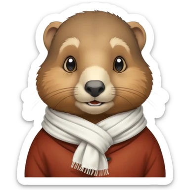 Marmot standing with a White scarf sticker