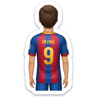 buat costum hanya pakaian saja dan dari belakang barcelona nama punggung irvina dan nomor punggung 9 sticker