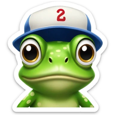Frog wearing baseball cap sticker