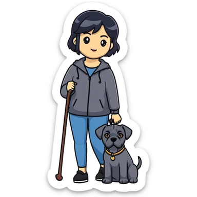Elegant woman with black hair posing with Cane Corso dog sticker