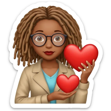 Girl Scouts African American girl with locs and glasses heart  sticker