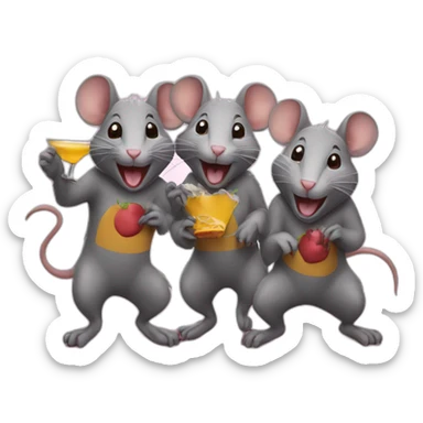 rats partying sticker