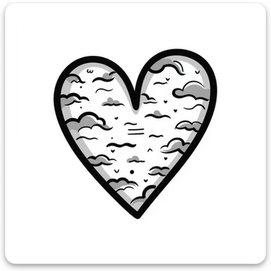 heart, hand-drawn doodle style sticker