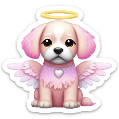 Entire pink ombre sparkly dog with angel wings  sticker