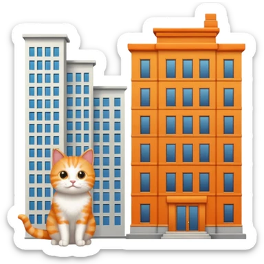 a cat that is 90 feet tall next to a building sticker