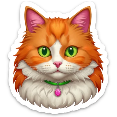cat with red necklaced half body sticker