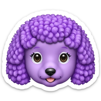 Make an emoji of a purple poodle face. sticker