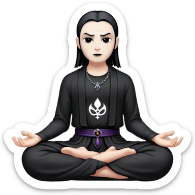 chill meditating goth villain  sticker