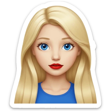Long hair blonde girl red l;ipstick  sticker