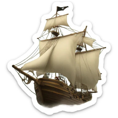 A ragged Sail pirate sloop on a big wave sticker