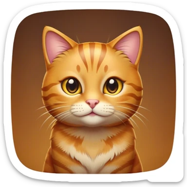 Cinematic Cute Ginger Tabby Cat Portrait Emoji, Round and plump body, soft orange-brown fur with dark tabby stripes, big, sparkling amber eyes, Simplified yet irresistibly adorable features, highly detailed, glowing with a warm, cozy glow, high shine, curious yet calm, stylized with a touch of whimsy, bright and endearing, soft glowing outline, capturing the essence of a mischievous yet lazy and lovable kitty, so cuddly it feels like it could waddle right out of the screen for a snuggle! sticker