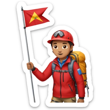 guide with flag in Mountain Climbing Team sticker