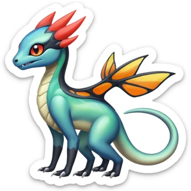 Colorful Translucent Tricky Hot Handsome Meloetta-Salandit-Nargacuga-Pokémon-Fakémon-fusion-hybrid-creature sticker