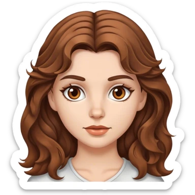 White girl with brown wavy hair wolfcut and brown eyes  sticker