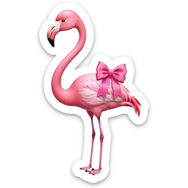 Flamingo with ribbon bow sticker