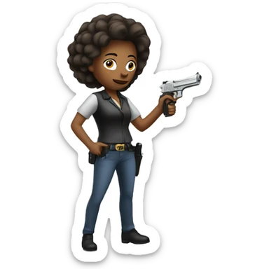 woman with a pistol  sticker