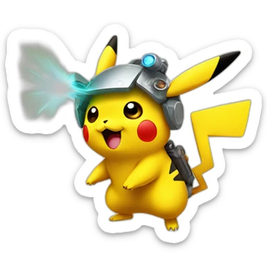 pikachu with raygun sticker