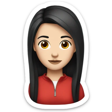 White girl red half zip black hair sticker