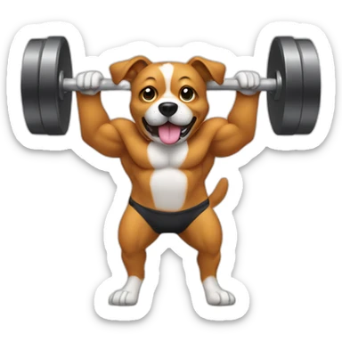A dog lifting a barbell  sticker