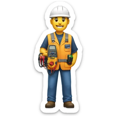 electrician with multimeter sticker