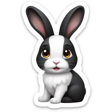 black and white dutch rabbit cute (ios7 style) sticker
