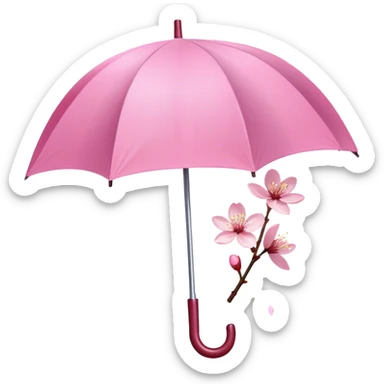 ☂️🌸Two cherry blossoms dropped from a pink umbrella sticker