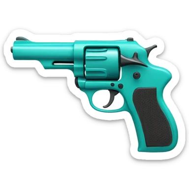 turquoise handgun with bow sticker