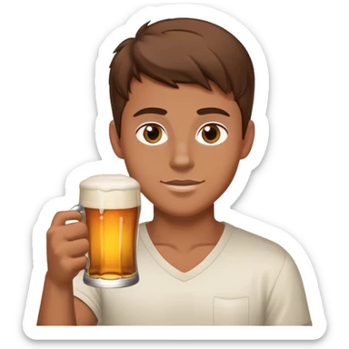 white frat boy brown hair brown eyes holding beer sticker