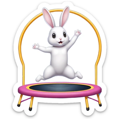 rabbit jumping on trampoline with starry sky and mirror sticker