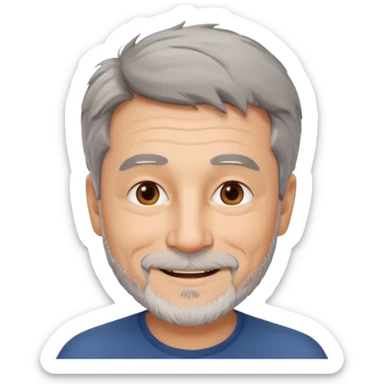 homme 60 ans cheveux gris court et décoiffés petite barbe sourir sticker