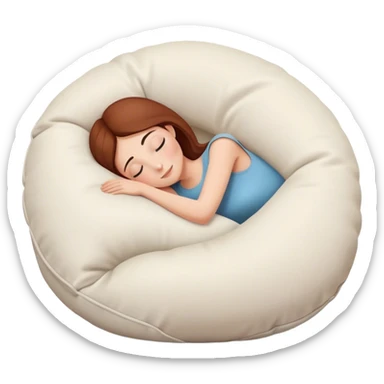 Woman hugging a giant pillow in total relaxation mode sticker