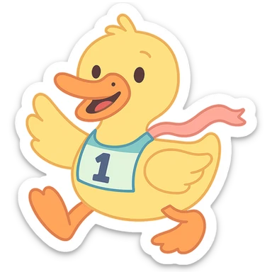 cartoon duck for a duck race in pastel toon style sticker
