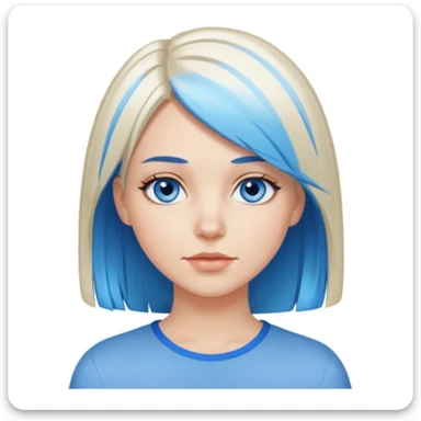 White Girl with straight short layered hair with blue streaks, blue eyes sticker