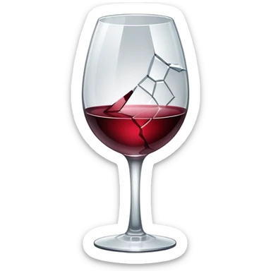 wine glass with a large crack sticker