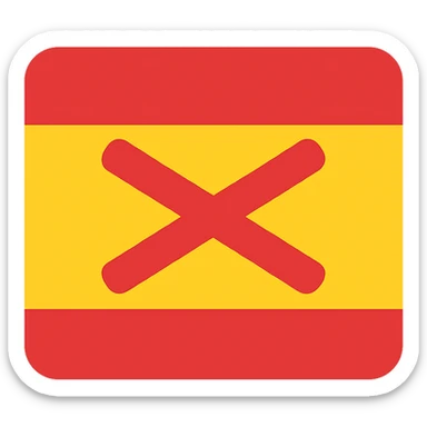 Spanish flag with Burgundy cross, iconic style, red and yellow colors sticker