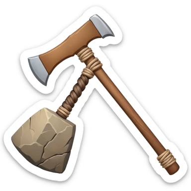 stone ax tied with string sticker