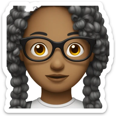 Une fille avec les cheveux bouclés noir et des lunettes sticker