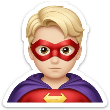 kid superhero with cape and mask sticker