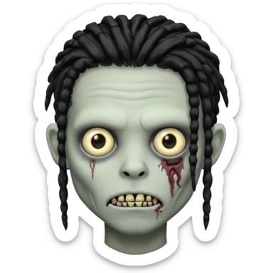 Grey pale skinned zombie boy skin so with black dreadlocks. Nose and ear piercings. Emo. sticker