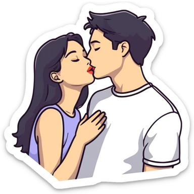 Girl kissing her boyfriend sticker