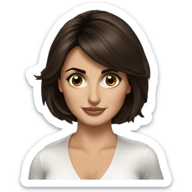 Penelope cruz with dark brown hair bob sticker