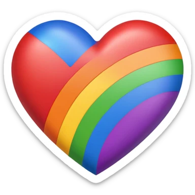 heart in gay pride flag colors rainbow red orange yellow green blue purple, no text sticker
