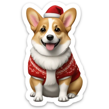Welsh corgi wearing christmas Sweater  sticker