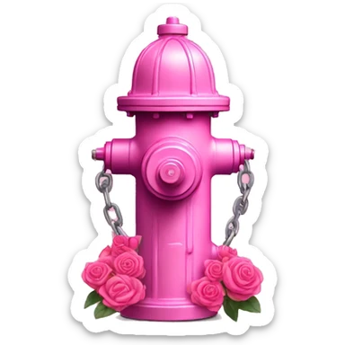 Pink fire hydrant with pink roses  sticker