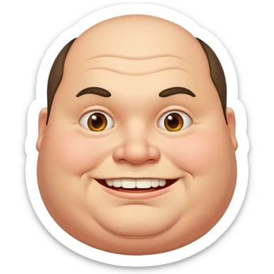 fat man with a werid smile  sticker