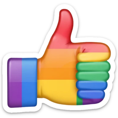 thumbs up emoji with pride flag pattern including trans, black, and intersex colors sticker
