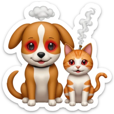 Dog and cat smoking weed sticker