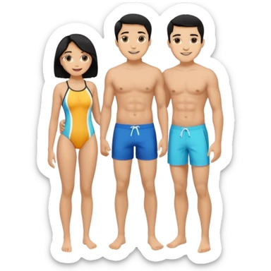 ligh skin black hair man and ligh skin black hair woman swin suit full body sticker
