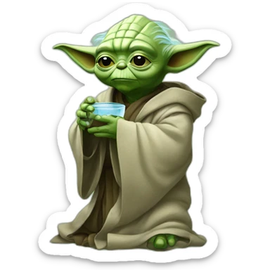 Yoda tomando agua sticker