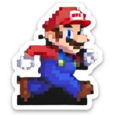 short tiny height Mario running sticker